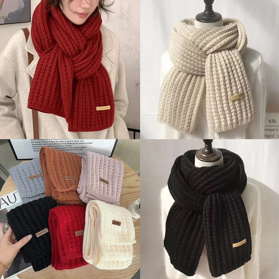 1Pc Sciarpa di lana lavorata a maglia spessa tinta unita Donna Uomo Inverno Caldo Collo Avvolgente di lana ispessita lavorata a maglia Scialle con frange spesse Uso quotidiano