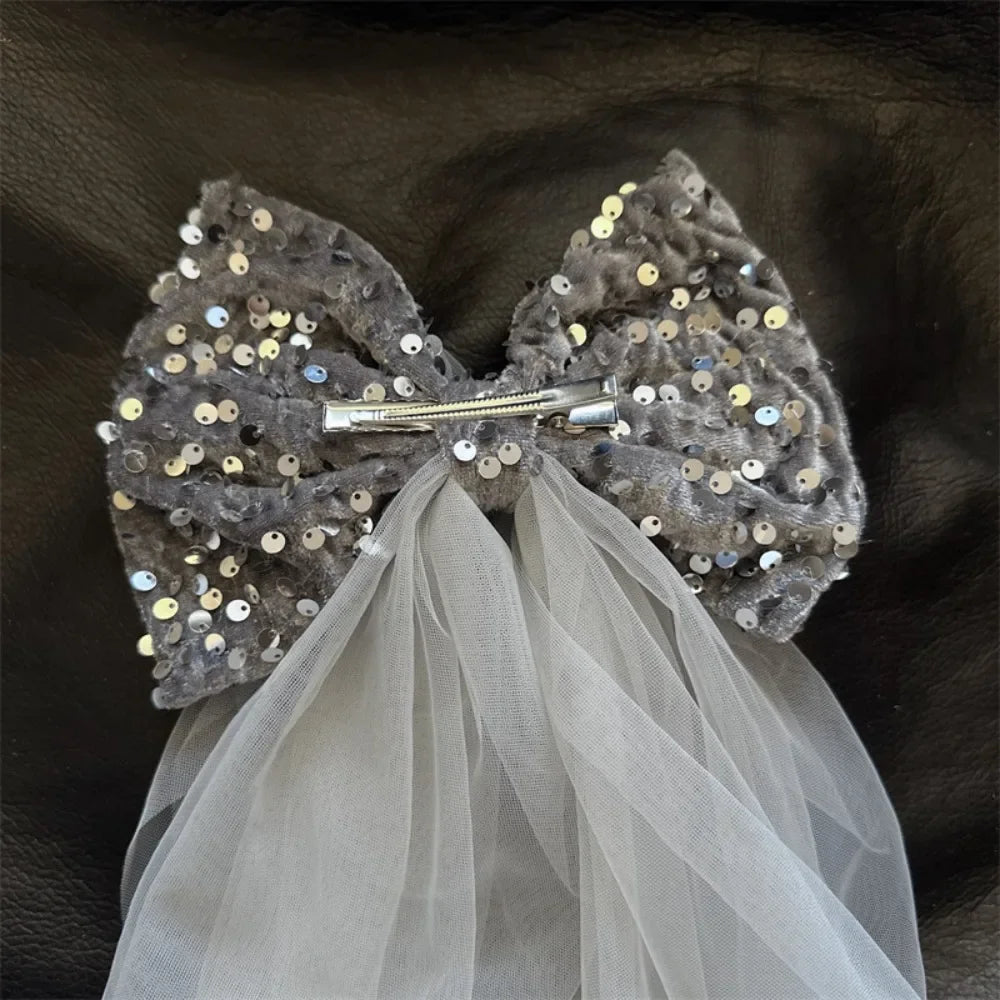 Abiti da ragazza Moda autunnale Nuova maglia patchwork con paillettes Abito da principessa a maniche lunghe Tinta unita Abbigliamento per bambini di Capodanno