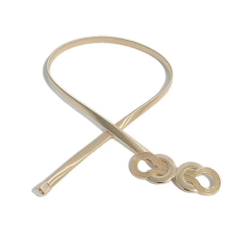 Cinture per donna Abiti in oro argento Cinture elastiche in vita femminile Cinture sottili in metallo per abiti da donna Cinturones Pasek