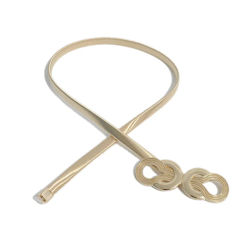 Cinture per donna Abiti in oro argento Cinture elastiche in vita femminile Cinture sottili in metallo per abiti da donna Cinturones Pasek