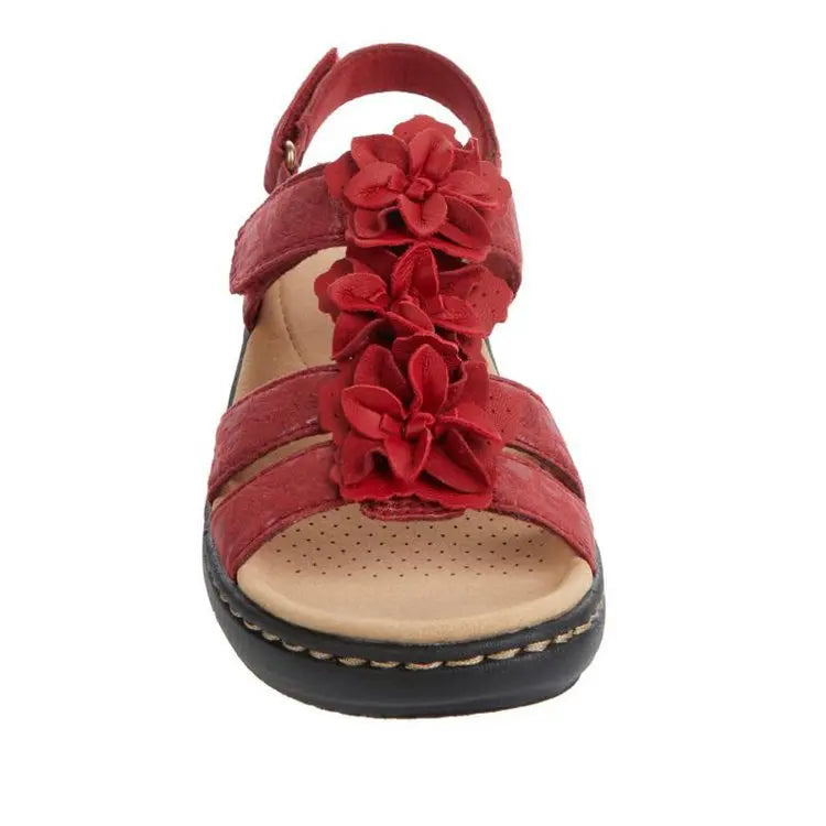 Sandales d'été Femme 2022 Nouvelles Fleurs Compensées Plateforme Orthopédiques Chaussures Rétro Rome Décontractées Confortables Sandales Peep Toe De Mujer