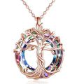 Collana Albero della Vita con Cristallo Circolare, Squisito Ciondolo a Forma di Albero Genealogico, Gioiello Regalo per Donne, Mamma, Figlia
