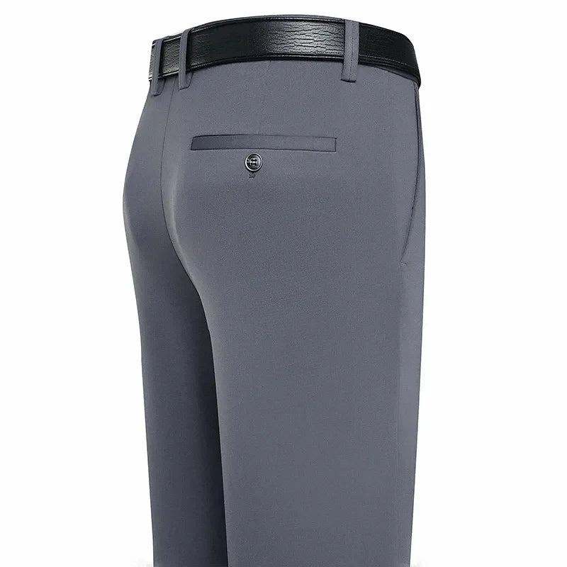 Pantaloni da uomo estivi sottili pantaloni casual da lavoro classici tinta unita elastici comodi larghi dritti da uomo di marca