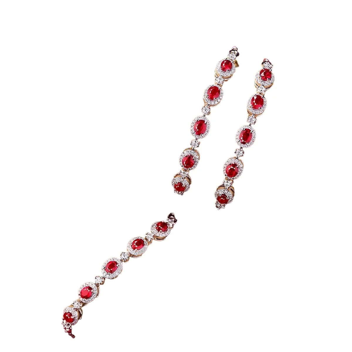 Bracciale in argento 925 con diamanti tempestati di rubini Bracciale ovale in stile trendy squisiti braccialetti rossi di fascia alta gioielli da sposa regali donna