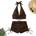 Sexy High Waist Bikini Shorts 2024 Damen Badeanzug Zweiteiler Bademode Weibliche Bikinis Set Braune Badeanzüge Brasilianischer Biquini