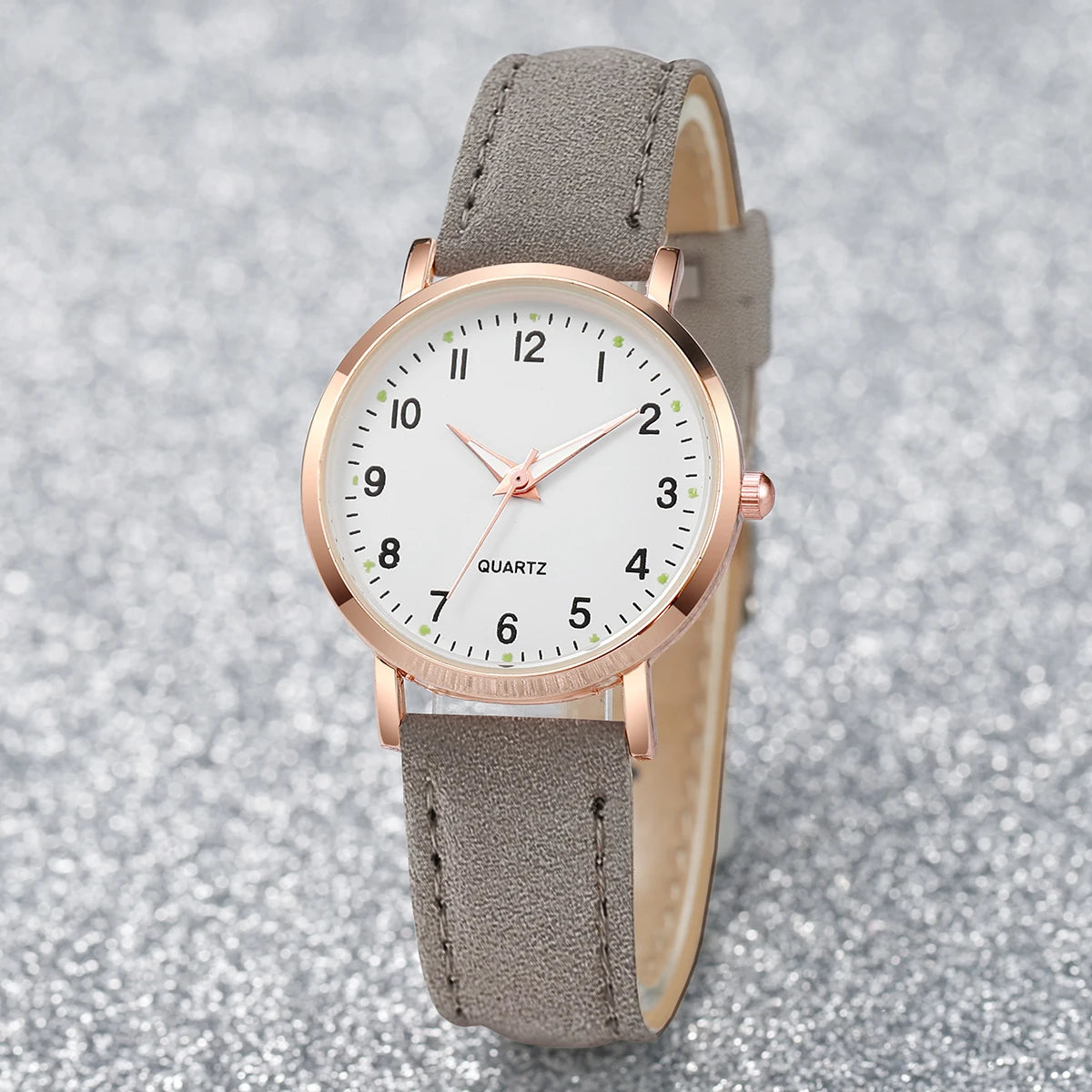 6 pezzi orologio da donna moda quadrante arabo cinturino in pelle orologi al quarzo set di gioielli a farfalla (senza scatola)
