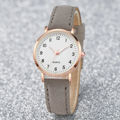 6 pezzi orologio da donna moda quadrante arabo cinturino in pelle orologi al quarzo set di gioielli a farfalla (senza scatola)