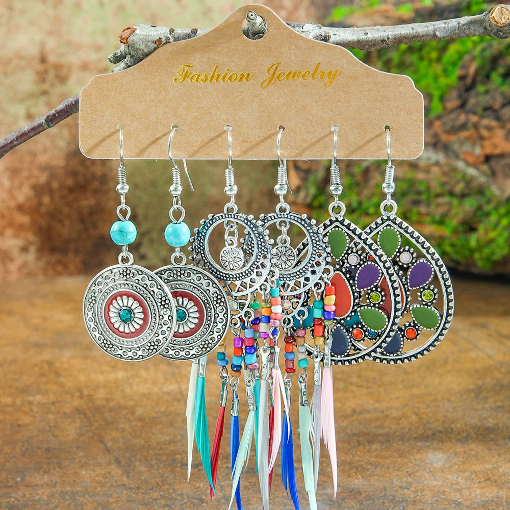 Orecchini da donna multi-stile stile Boho Forma geometrica Ciondola i gioielli dell'orecchio abbinano vari regali per decorazioni per feste