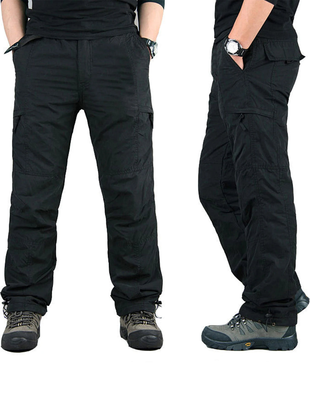 Shapershark Pantaloni da lavoro foderati in pile da uomo per l'autunno/inverno Pantaloni foderati in cotone caldo Pantaloni sportivi tinta unita Design multitasche