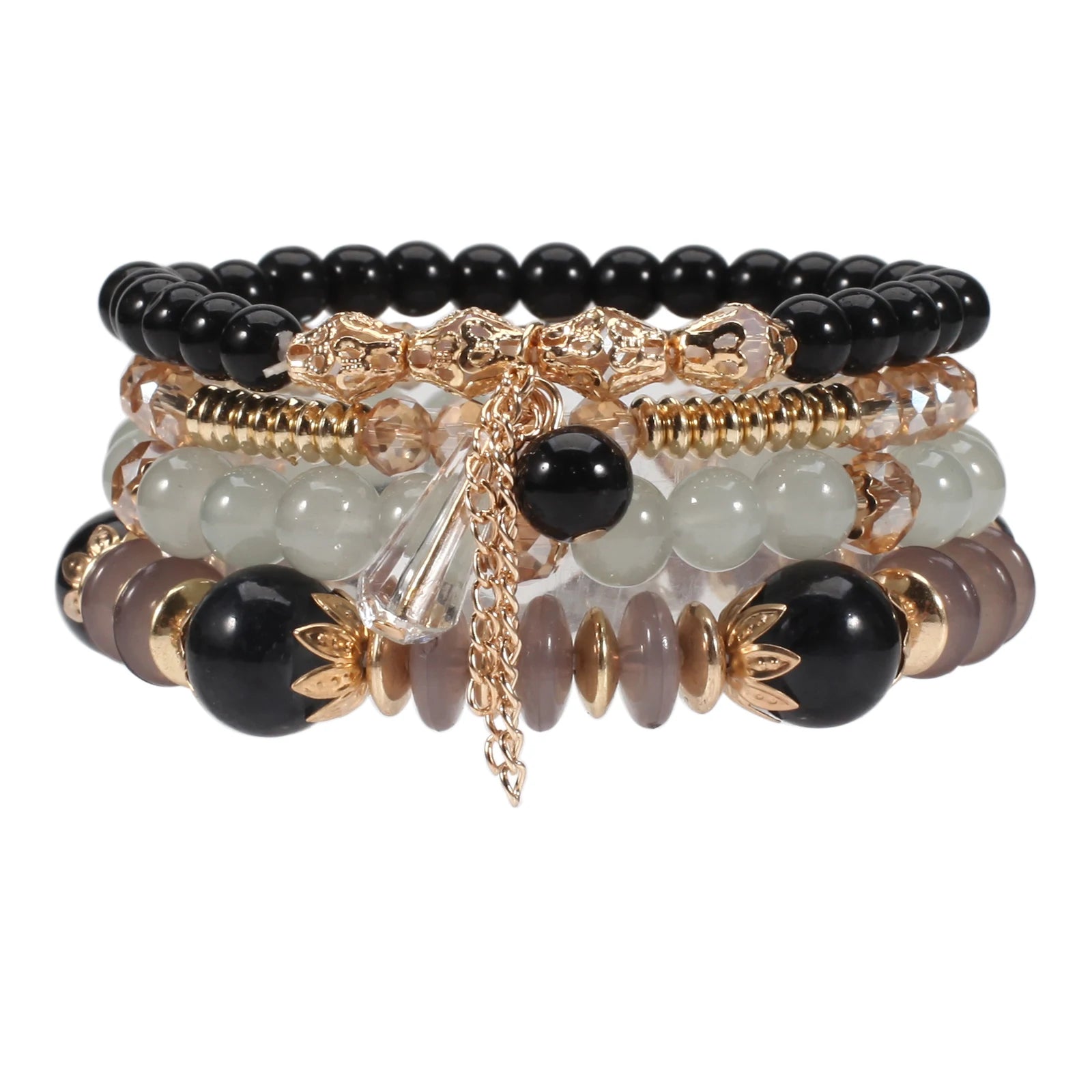 Braccialetti bohémien con perline impilabili per donna Braccialetti elasticizzati con ciondolo a forma di braccialetto multistrato