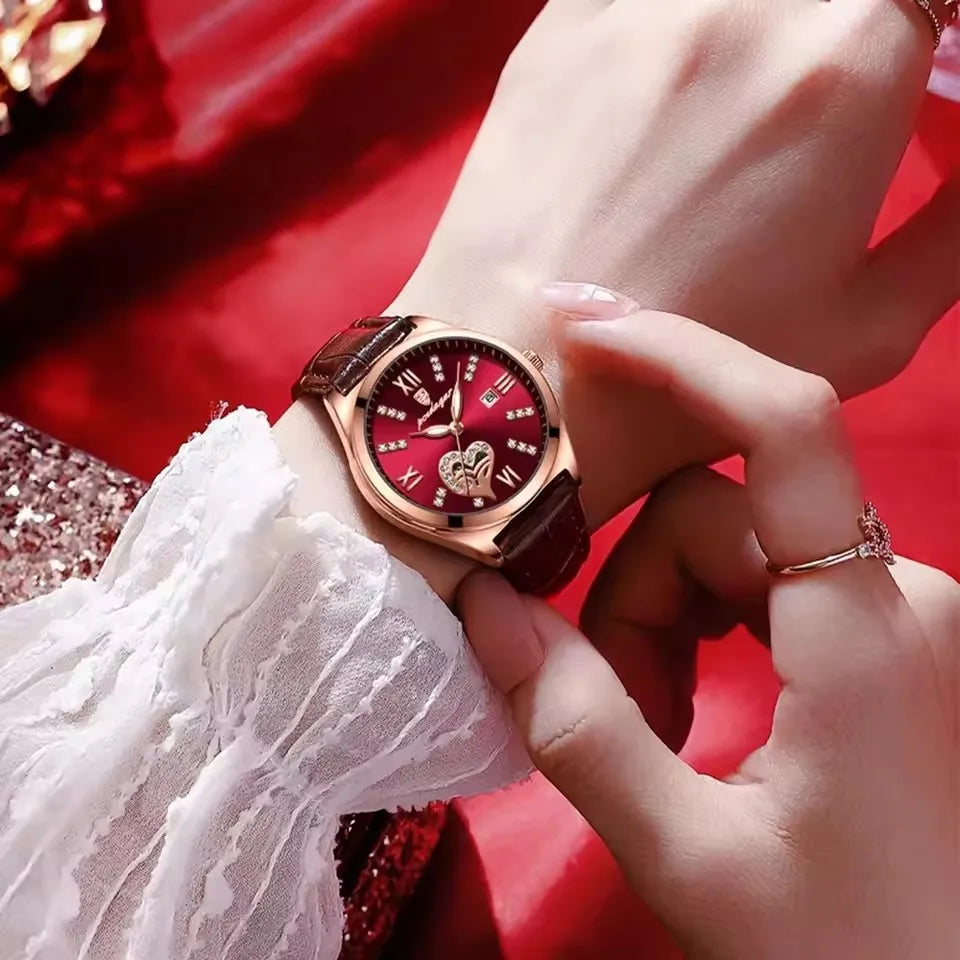 POEDAGAR Orologi casual di lusso per donna Orologio da donna in pelle con calendario impermeabile Orologio da polso al quarzo da donna di moda di alta qualità