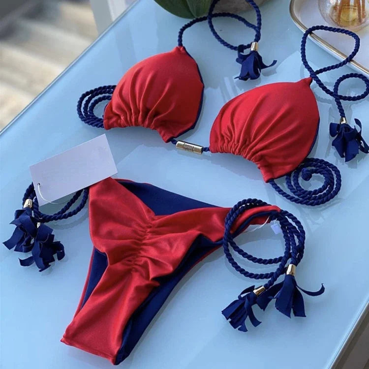 Costume da bagno donna bikini set bikini sexy con coulisse costumi da bagno leopardo due pezzi costume da bagno costume da bagno bikini con lacci biquinis