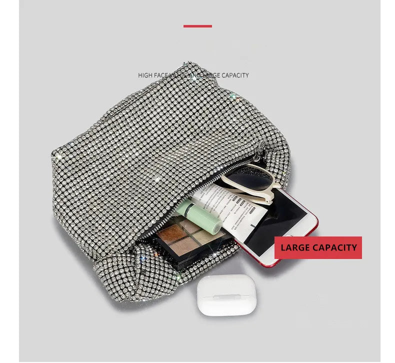 Borse da sera con nodo con strass con manico Borsa con manico superiore in cristallo argento per borse da donna e borsette Borsa di design di lusso