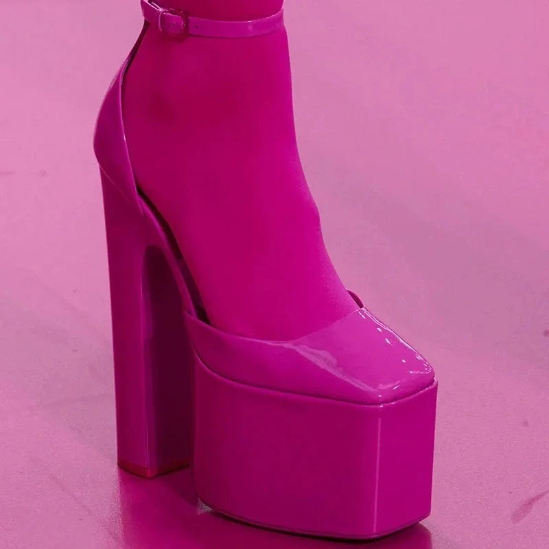 Damen-Sommersandalen mit hohem Absatz und eckiger Spitze, Plateau mit Blockabsatz, Damen-Pumps mit dicker Sohle, einzelne Damenschuhe für Hochzeiten