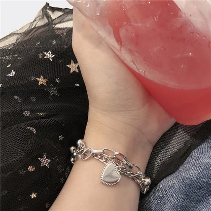 Bracciale d'amore con fagioli a sfera in acciaio multistrato di tendenza alla moda da donna, regali per viaggi, appuntamenti, banchetti, feste, festival