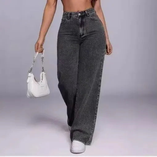 Jeans in denim a gamba larga e dritta, pantaloni baggy streetwear, pantaloni casual larghi da donna, moda americana 2026, pantaloni per tutte le stagioni