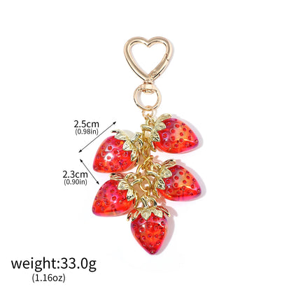 Simpatico portachiavi con ciondolo a forma di borsa con fragola, cuore Kawaii, fiore, margherita, portachiavi per donne, ragazze, borsa, ciondolo, accessori regalo