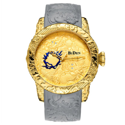 BIDEN impermeabile sport uomo orologi Dragon Design orologio al quarzo per uomo cinturino in Silicone orologio da polso orologio maschile Relogio Masculino