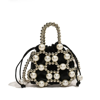 2024 estate piccole borse a tracolla per le donne Fine Fashion Hollow Pearl Beaded Weave Mini borse Trendy Party Prom frizioni borse