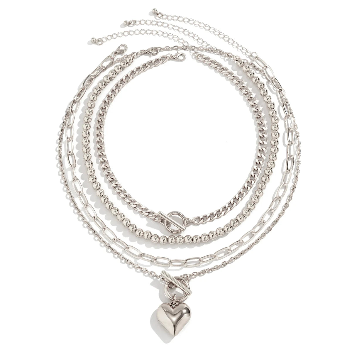 4 Pz/set Punk Color Oro Collana con Ciondolo a Cuore per Le Donne 2024 Alla Moda OT Fibbia In Rilievo Collo Catena Girocollo Y2K Accessori di Gioielli
