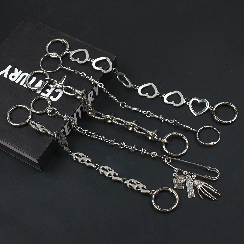 1Pcs Hip-hop Metal Sneaker Decoration Punk Fashion High-top Canvas Shoe Chain Dark Style Pin Men Women Slipper Sandal Accessorie
