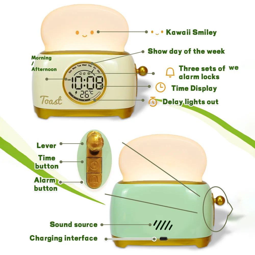 Sveglia per bambini Luce notturna a LED Orologio digitale Scarpe da ginnastica per il sonno dei bambini per la casa Camera da letto Comodino Display della temperatura carino Reloj