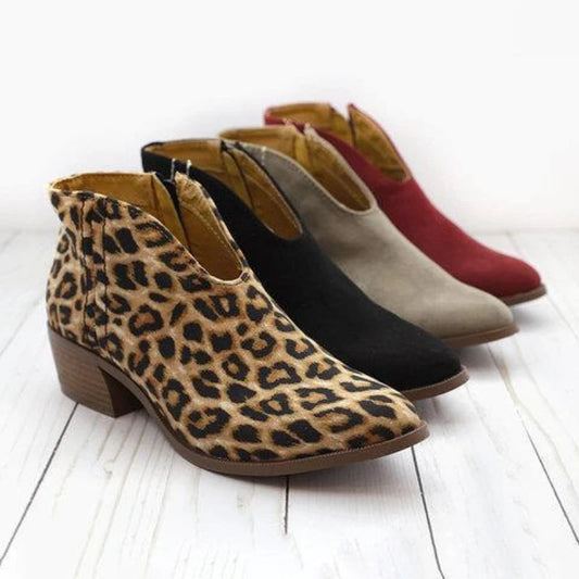 High Heel Boot Women Sexy Pointy Thick Heel Boots Party Leopard Print  Shoe Ladies Outdoor comfortable casual women's boots