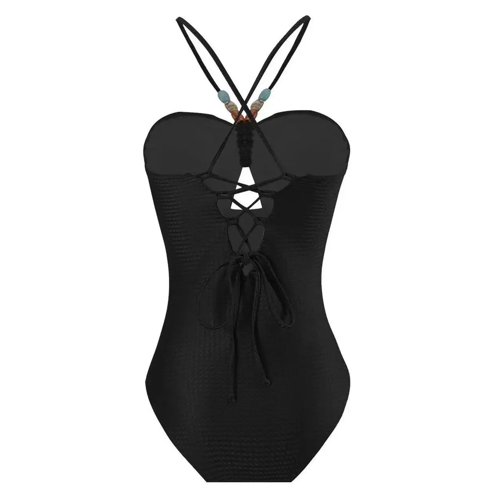 Printed One-Piece Bikini Set Women's Beachwear Tummy Covering Slimming Southeast Asian Sun Protection Style