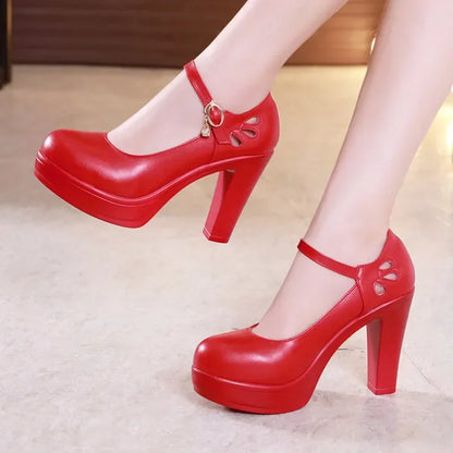 Plus Size 32-43 Block Heel Platform Shoes Women Pumps 2025 Spring High Heels Shoes Ladies Office Shoe Elegant Wedding Shoes