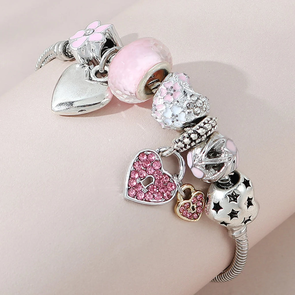 1PC Moda Donna Multi Elemento In Rilievo Love Pan Famiglia Bracciale Accessori di Gioielli Spogliatoio Quotidiano Festa Regalo di Festa -005