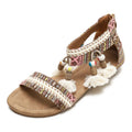 Neue Damen-Sommersandalen im römischen Bohème-Stil mit flachem Absatz, weicher Sohle, bequem und rutschfest für Urlaub und Tourismus