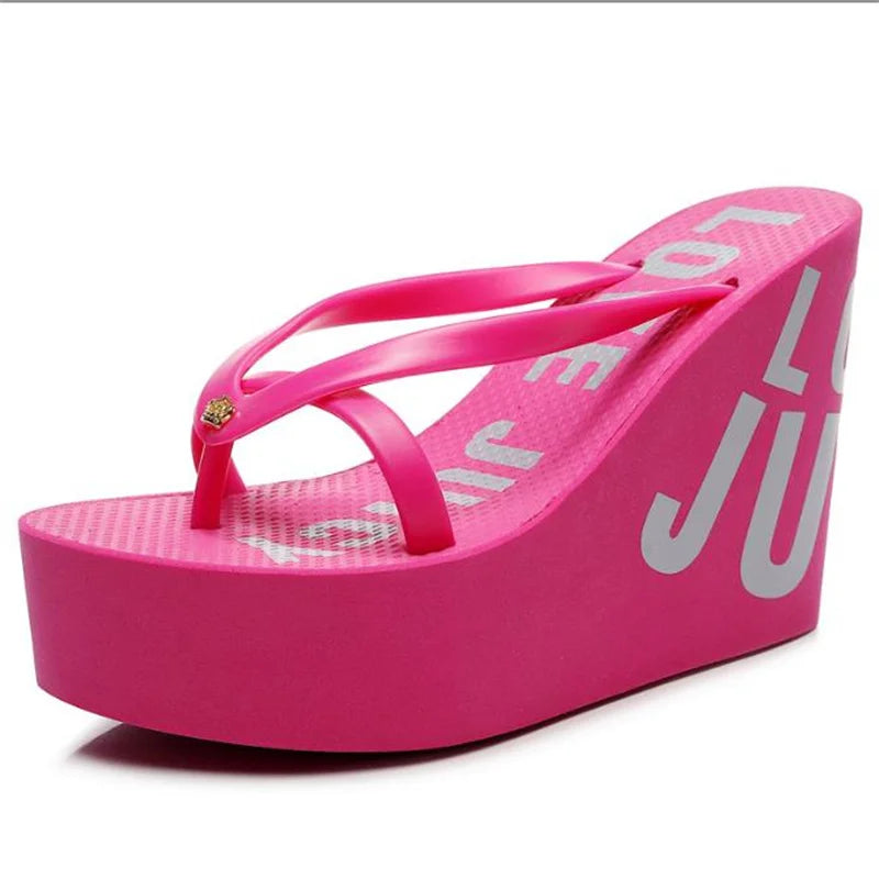 8cm 11cm zeppe estive infradito per le donne panno Clip Toe Chunky Platform pantofole donna Plus Size sandalo da spiaggia antiscivolo leggero