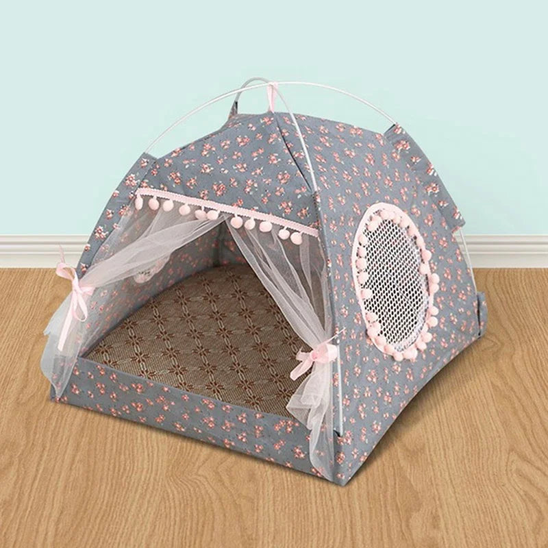 Tenda per gatti Simpatico letto per gatti principessa Tenda per gatti strappata Tenda per gatti pieghevole Forniture per animali domestici universali per quattro stagioni Zanzariera per animali domestici invernale