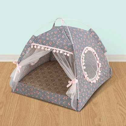 Tenda per gatti Simpatico letto per gatti principessa Tenda per gatti strappata Tenda per gatti pieghevole Forniture per animali domestici universali per quattro stagioni Zanzariera per animali domestici invernale