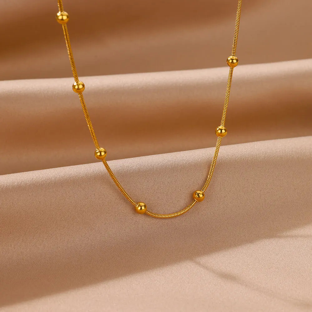 Collane con perline in acciaio inossidabile per donna collana con catena a forma di serpente Color oro collana con gioielli estetici per feste in spiaggia estiva bijoux
