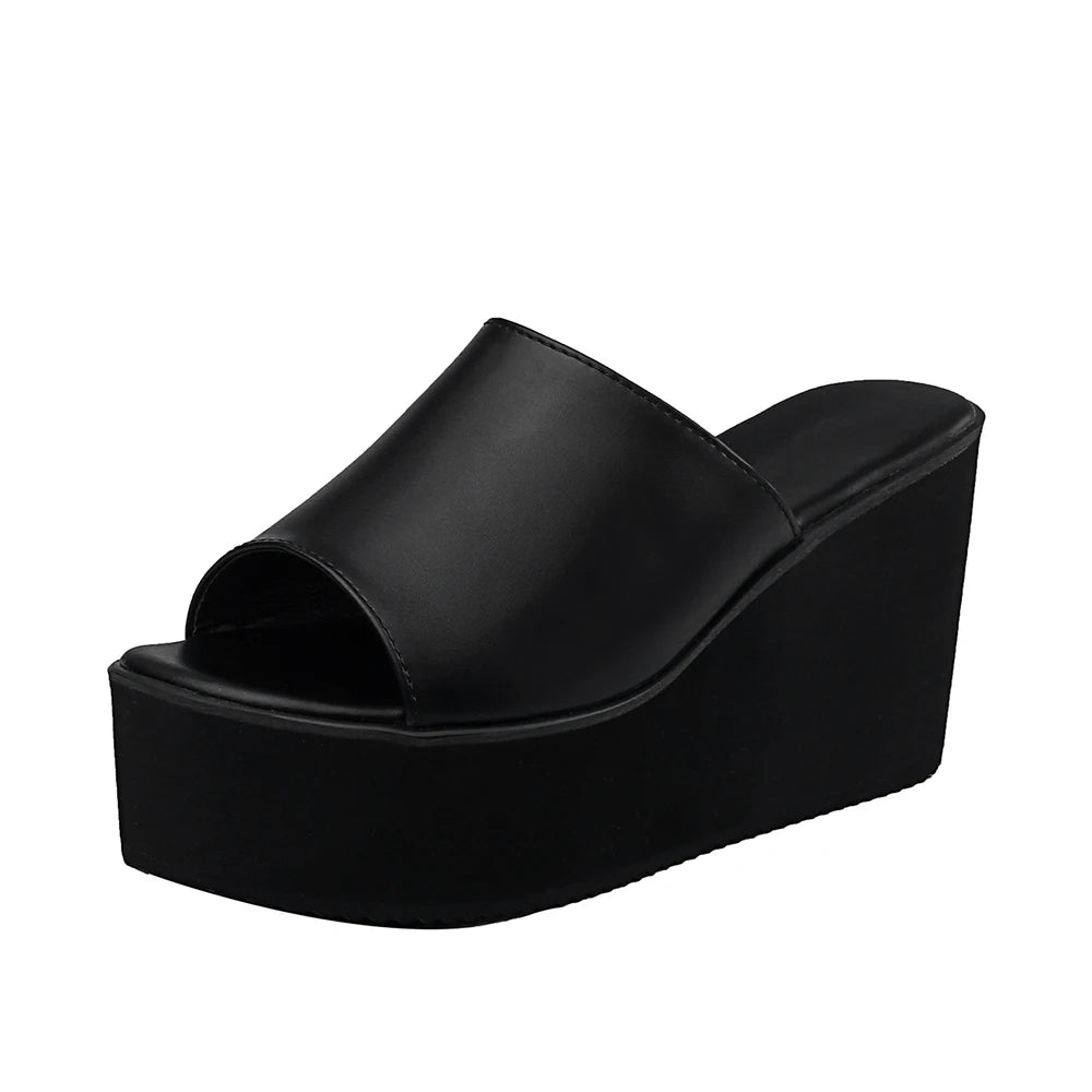 Gdgydh Damen Slip-On Sommer Keilsandalen Plateau High Heels Mode Offene Spitze Freizeit Damenschuhe Bequemer Aktionsverkauf