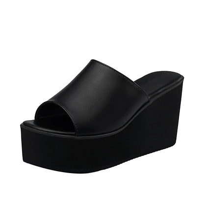 Gdgydh Damen Slip-On Sommer Keilsandalen Plateau High Heels Mode Offene Spitze Freizeit Damenschuhe Bequemer Aktionsverkauf