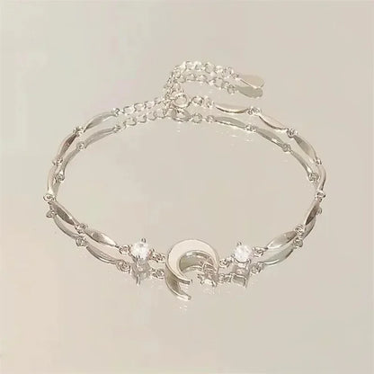 Braccialetti con fiori di ciliegio in cristallo rosa brillante per donne e ragazze, braccialetto con fiore a luna dolce e zirconi, gioielli estetici da festa