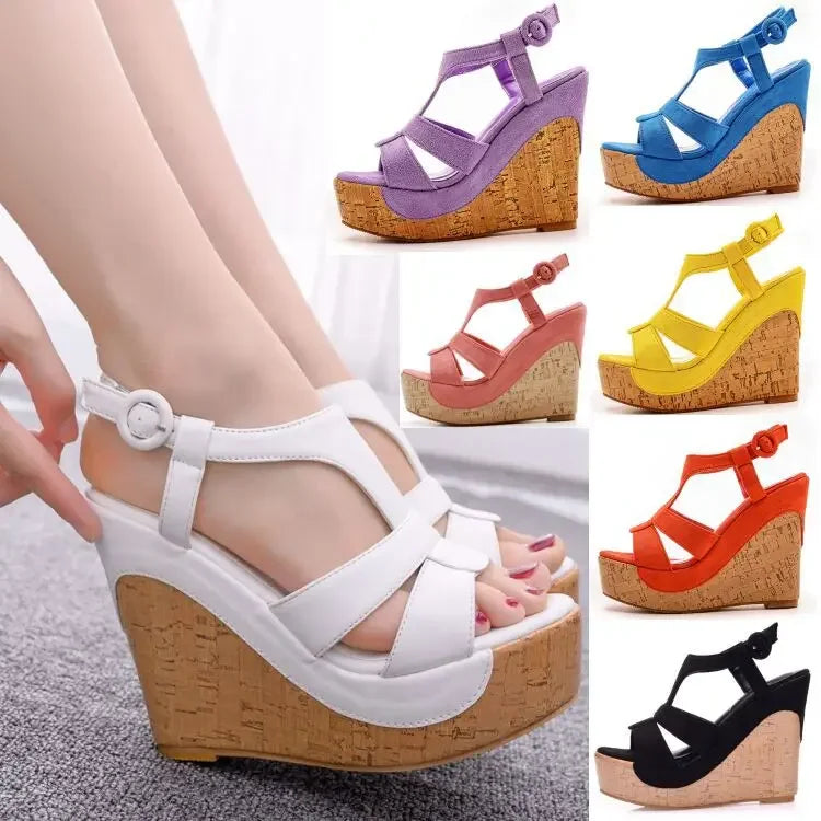 Sandali con plateau Summer Fashion Women Bohemia Style tacco alto bocca di pesce Peep Toe zeppe scarpe per le donne Sandalias De Mujer