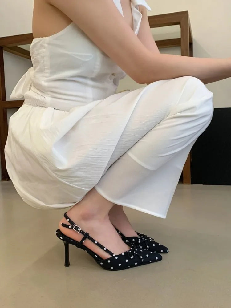 Sandales d'été à talons hauts pour femmes, mules élégantes en satin avec nœud papillon, chaussures de soirée