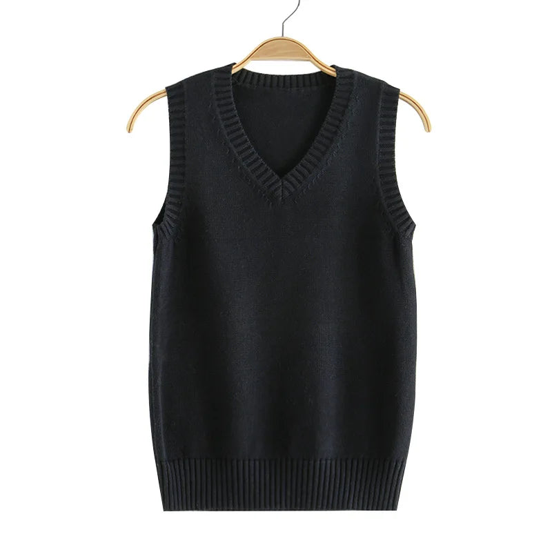 Stile Preppy Adolescente Scuola Ragazze Uniforme Maglioni senza maniche Gilet lavorato a maglia Studenti Y2K Lolita Pullover Gilet Donna JK Top