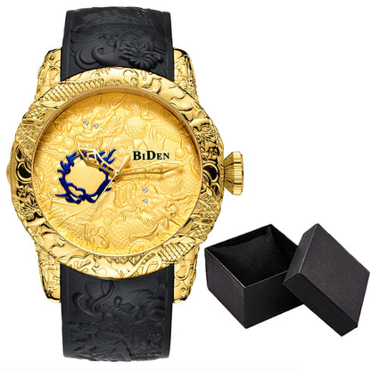 BIDEN impermeabile sport uomo orologi Dragon Design orologio al quarzo per uomo cinturino in Silicone orologio da polso orologio maschile Relogio Masculino