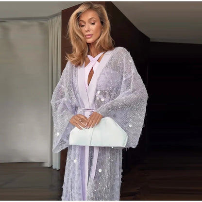 Abito trasparente con cinturino per spaghetti con paillettes Abito da donna sexy con scollo a V in pizzo profondo aderente Abiti da festa da spiaggia 2025 Abito da vacanza elegante e chic