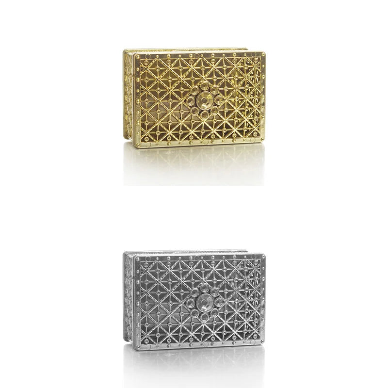 2 mini scatole portaoggetti per gioielli, colore argento, con motivo floreale intagliato, per collane, orecchini, anelli K-