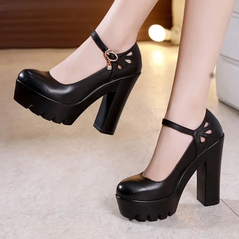 Plus Size 32-43 Block Heel Platform Shoes Women Pumps 2025 Spring High Heels Shoes Ladies Office Shoe Elegant Wedding Shoes