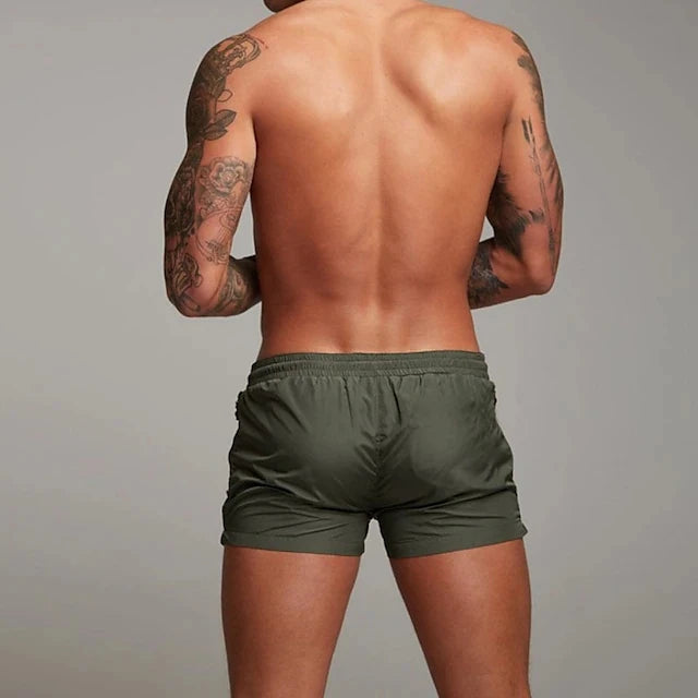Costume da bagno da uomo con tasche con cerniera Fodera in rete Pantaloncini da spiaggia estivi Costume da bagno da bagno ad asciugatura rapida Costume da bagno
