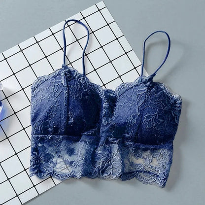 Summer Women Lace Sexy Top Sun Sleeveless Tops padded Bralette Bra Bustier Zipper Back Club Crop Tank lingerie женское белье
