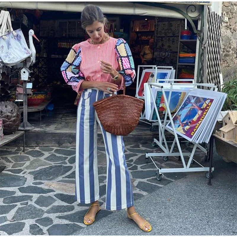 Completo Due Pezzi Estivo 2026 da Donna: Cappotto a Collo Alto con Bottone Singolo e Pantaloni a Gamba Larga, Maniche a Tre Quarti, Coordinato Casual da Ufficio