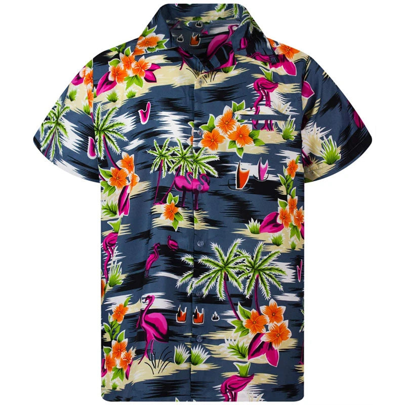 Camicia da uomo con risvolto estivo a maniche corte motivo hawaiano personalizzato stampa 3D lavoro casual quotidiano vacanza design confortevole