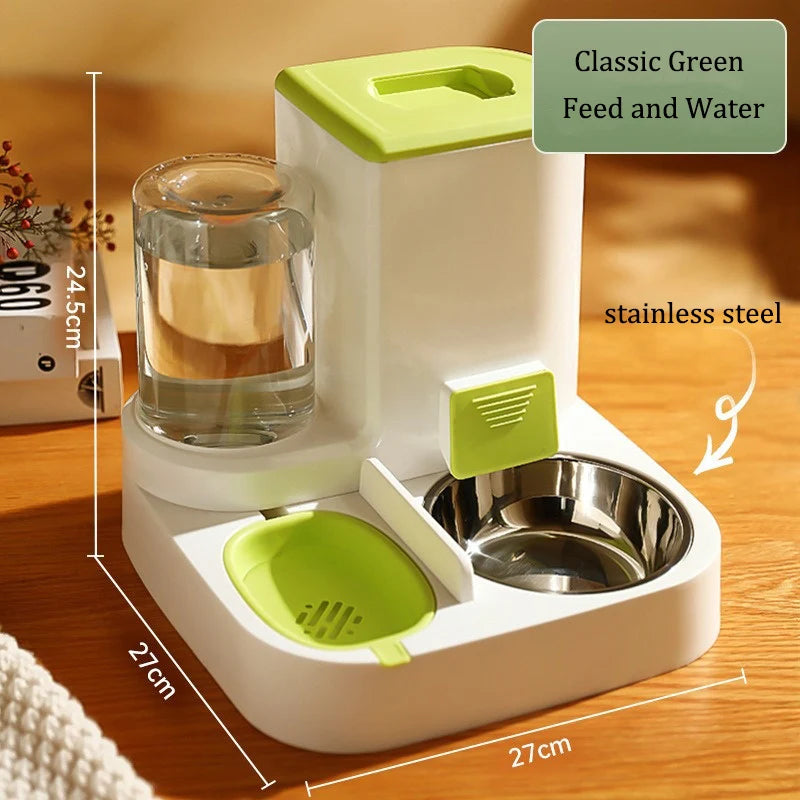 Distributore Automatico di Cibo e Acqua per Cani e Gatti, Set con Ciotola Universale per Animali Domestici